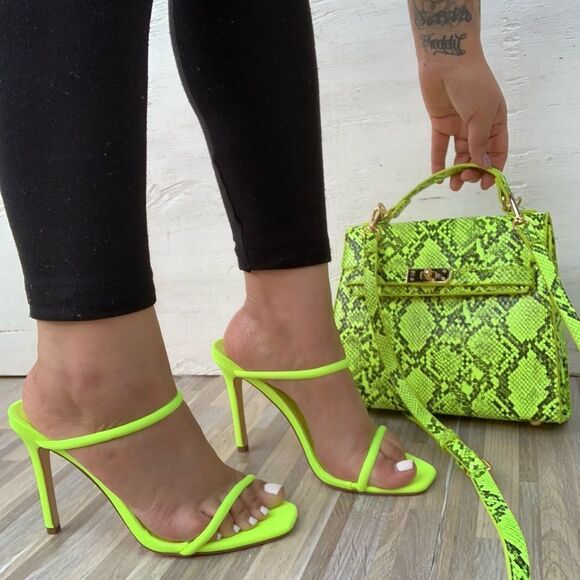 Lime Square Toe High Heel - Picture 2 of 7